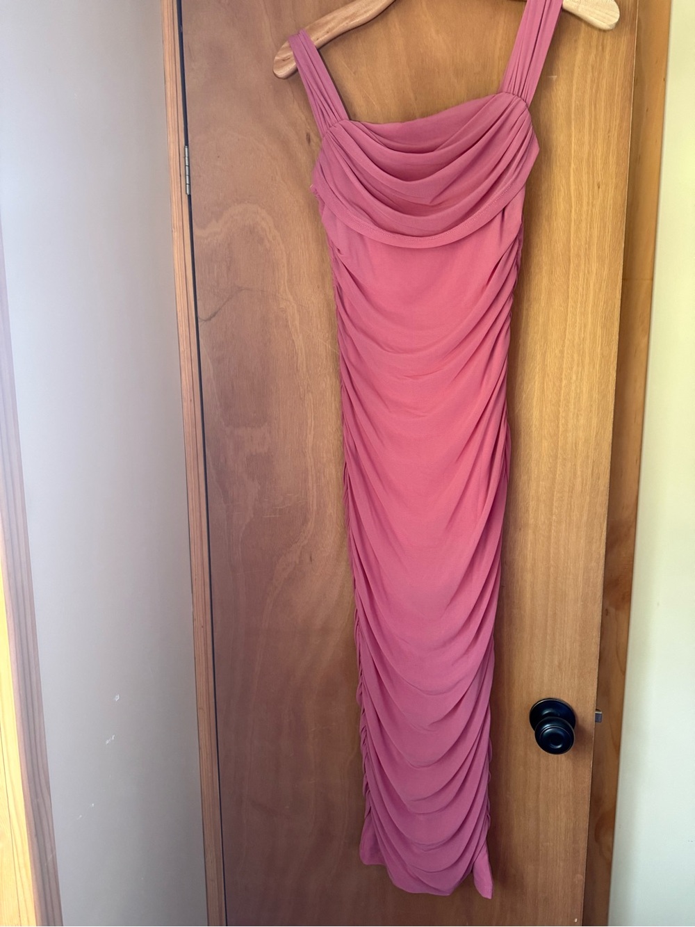 Draped Midi Dress in Dusty Rose